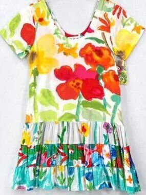 JAMS WORLD Hattie Dress Women_ Size L_  Farkas Floral Hawaiian Tropical Vintage
